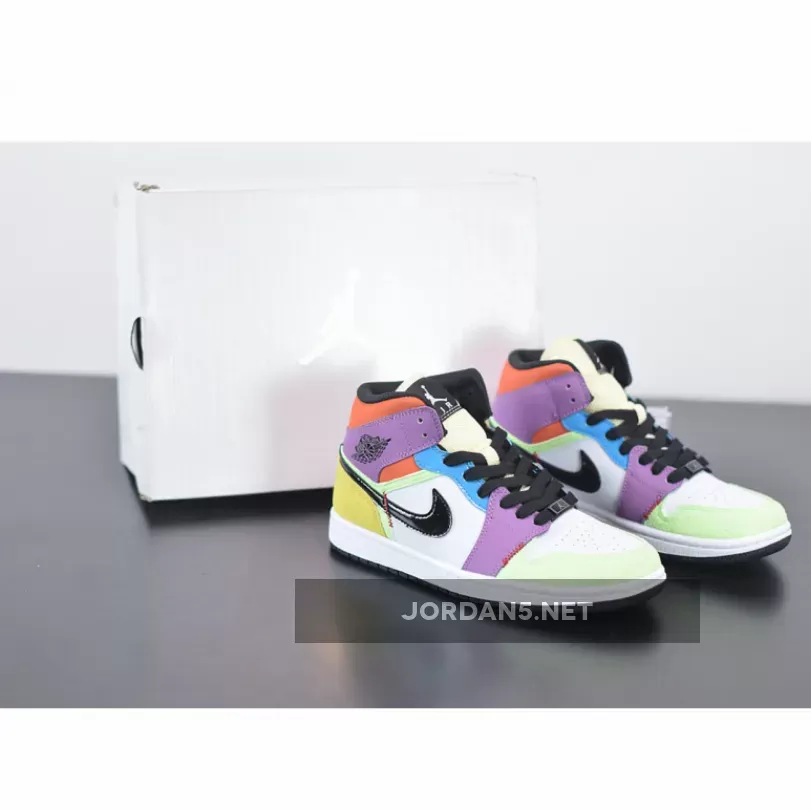 Air Jordan 1 Mid 'Multicolor Lightbulb' jordan 1 purple yellow white