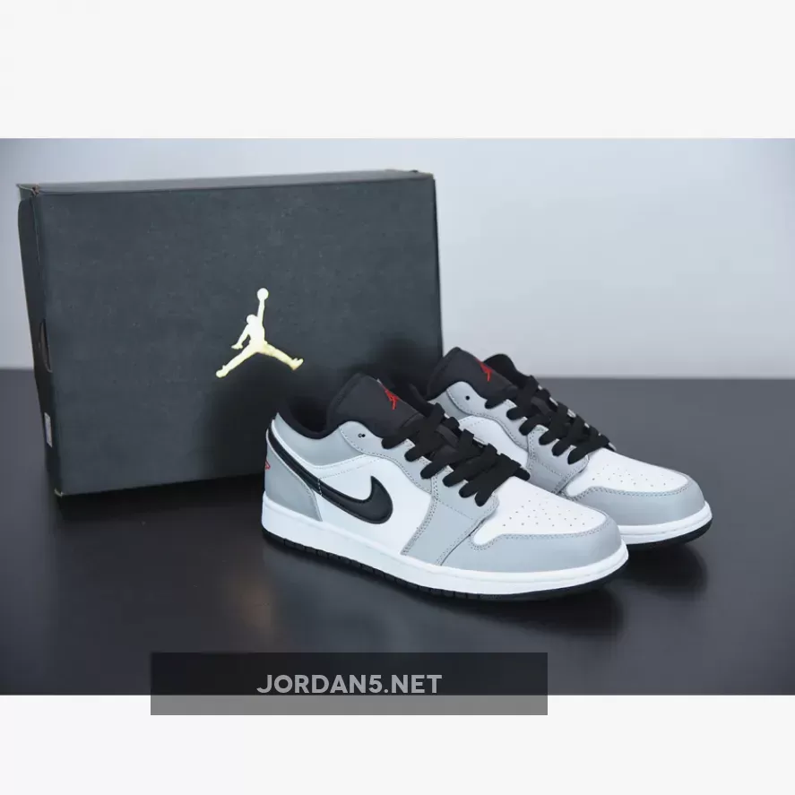 Air Jordan 1 Low Light Smoke Grey Red 553558-030 - jordan 1 low grey gym red