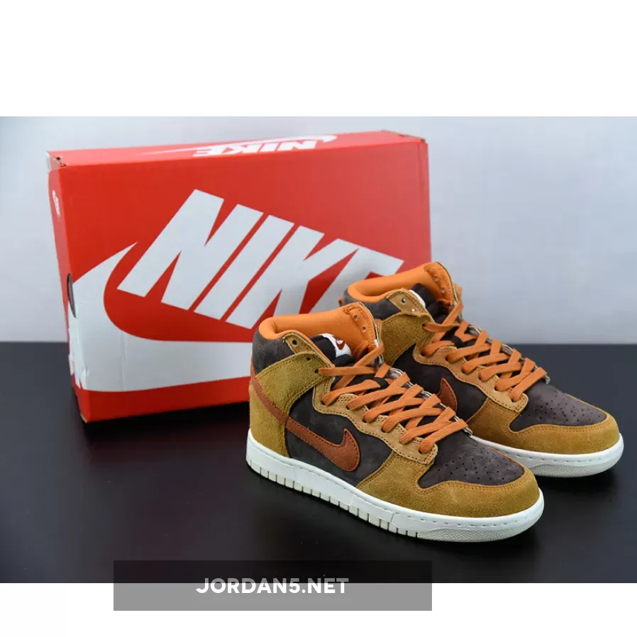 Nike Dunk High PRM Velvet Brown/Dark Russet-Dark Curry-Sail