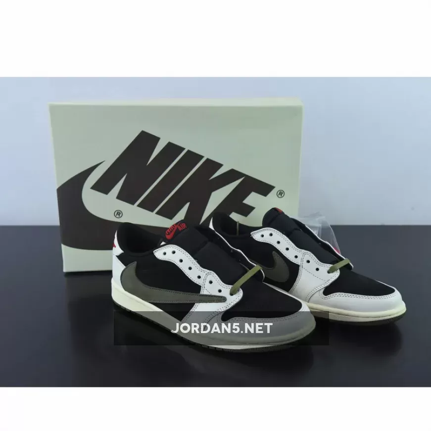 Travis Scott x Air Jordan 1 Low Sail/University Red/Black/Medium Olive #jordan 1 olive travis scott