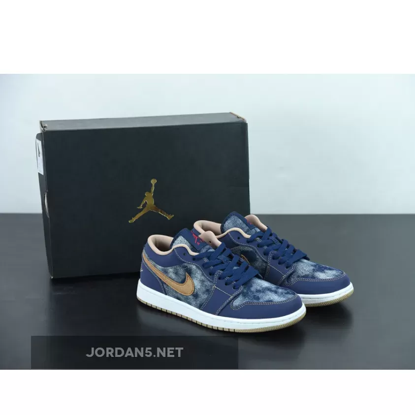 Air Jordan 1 Low SE 'Denim' Midnight Navy/University Red-White-Hemp denim jordan 1 men