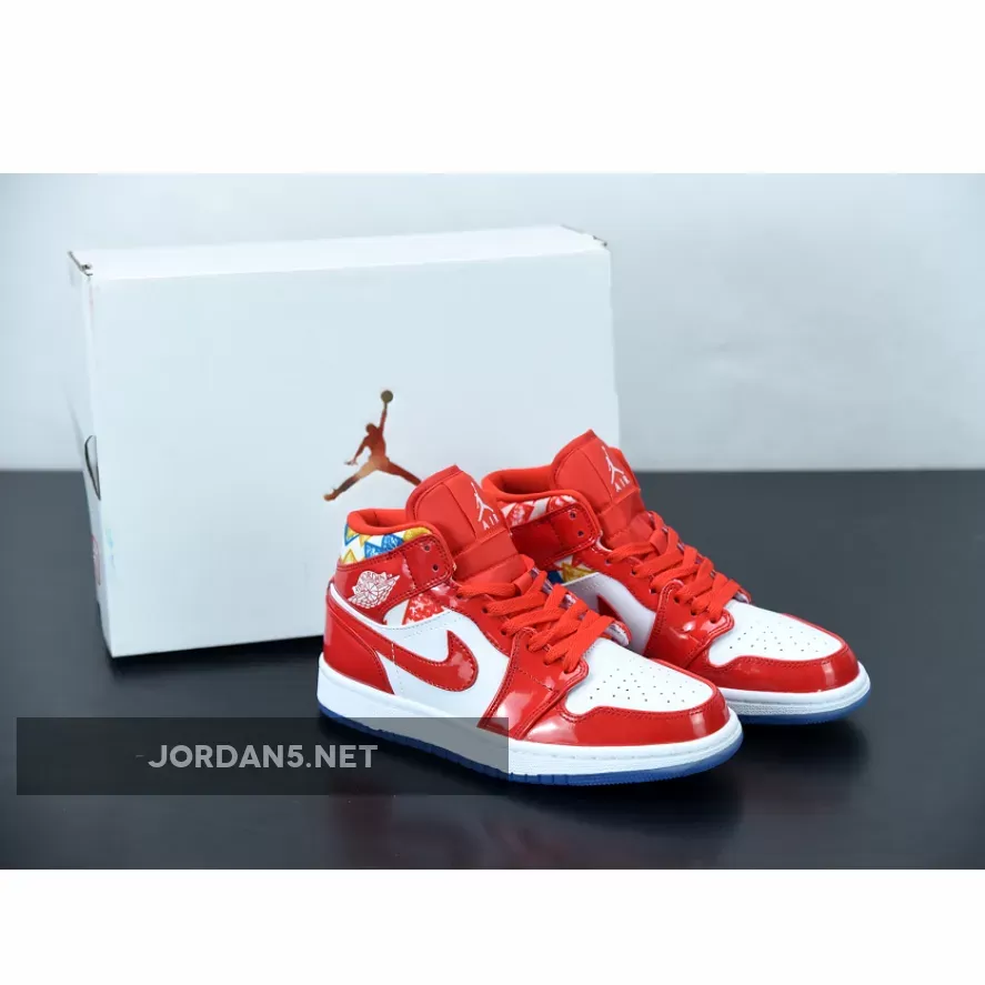 Air Jordan 1 Mid Red Patent DC7294-600 - barcelona sweater red patent