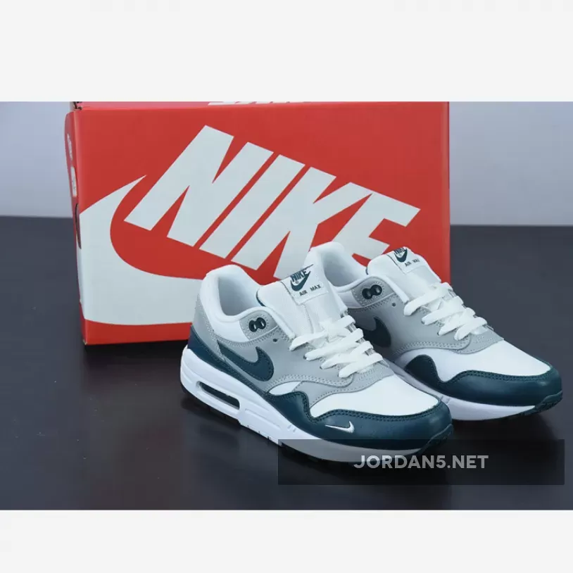 Nike Air Max 1 White/Dark Teal Green-Wolf Grey-Black , Air Max 1 Teal DH4059-101