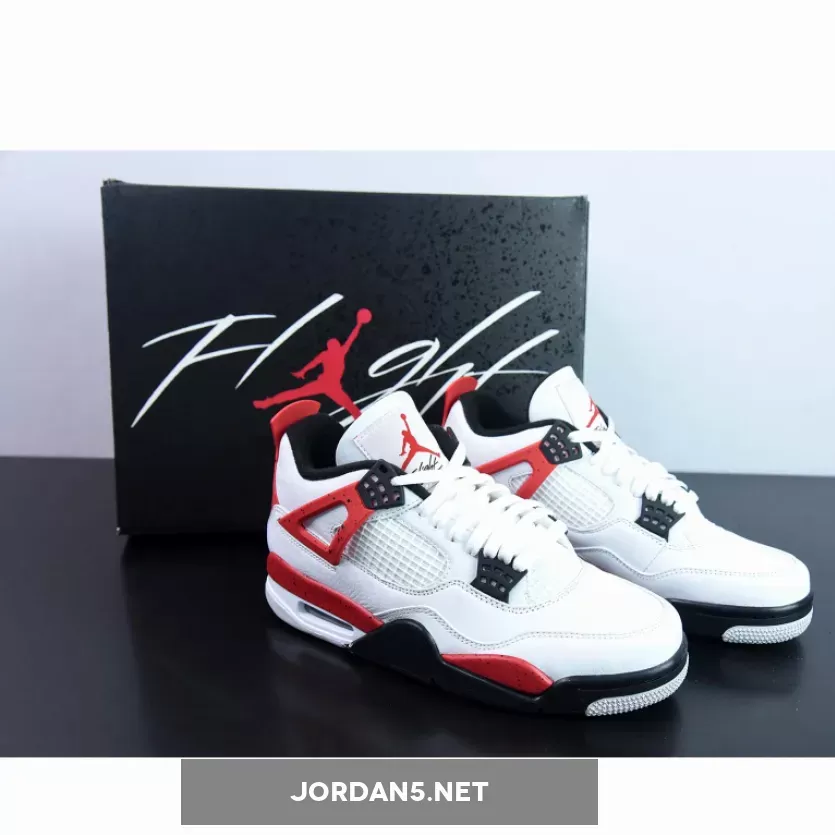 Air Jordan 4 'Red Cement' White/Fire Red-Black-Neutral Grey - red jordan 4