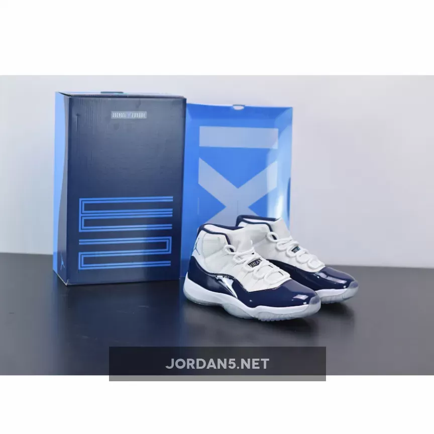 Air Jordan 11 Retro Win Like 82 White/Midnight Navy-University Blue AJ11 / navy blue 11s