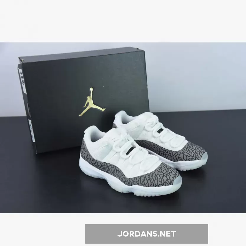Air Jordan 11 Low 'Elephant' White/University Blue-Cement Grey - jordan 1 mens