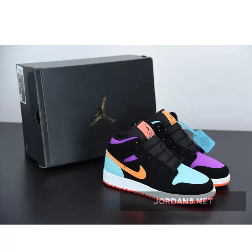 Air Jordan 1 Mid 'Candy' Black/Total Orange 554725-083 AJ1 / purple and black jordan 6