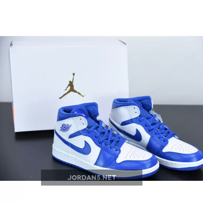 Air Jordan 1 Mid White/Hyper Royal 554724-114 #black white hyper royal jordan 1