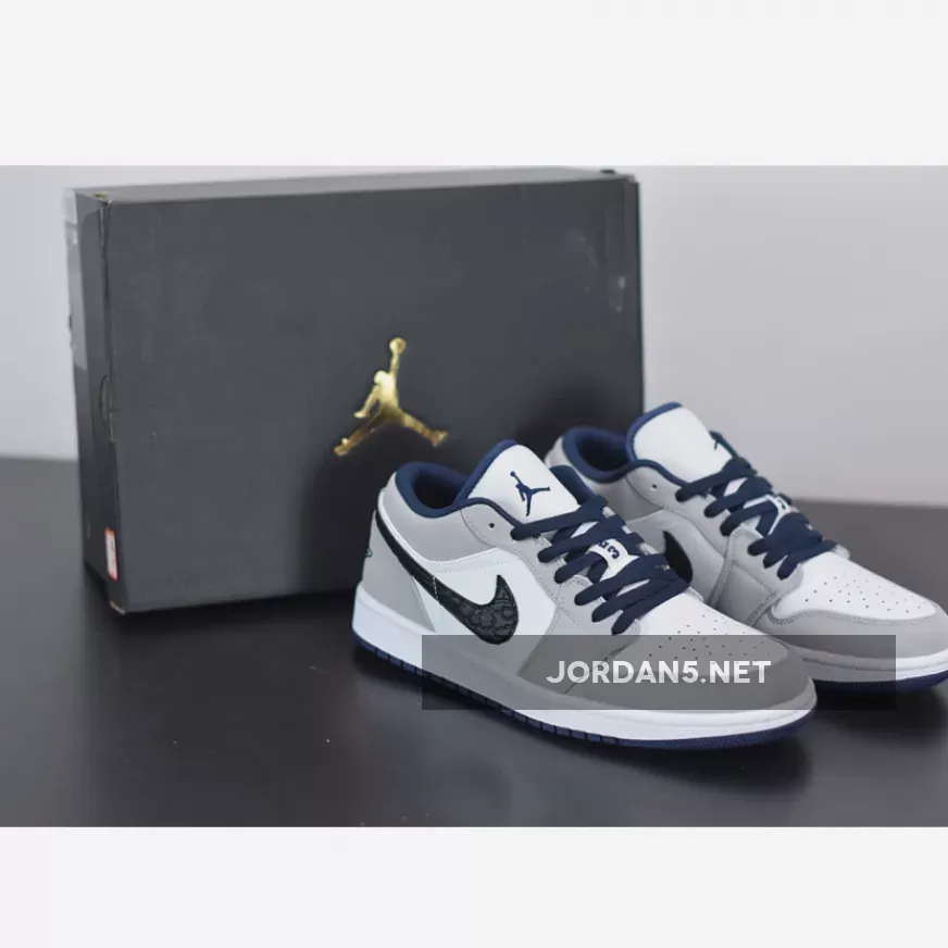 Air Jordan 1 Low White/True Blue-Cement Grey-Black jordan 1 cement