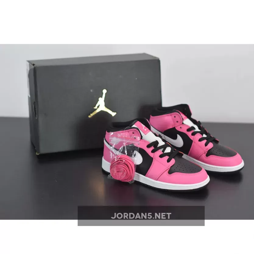 Jordan 1 Mid GS Black Pinksicle WMNS 555112-002 - pinksicle jordan 1