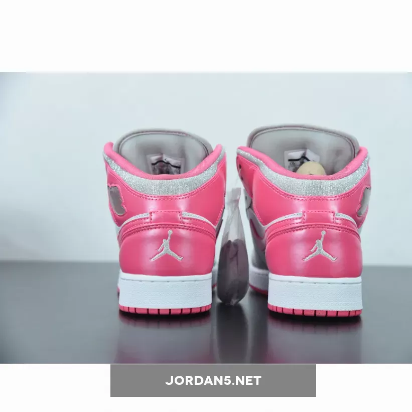 Air Jordan 1 Mid GS White/Metallic Platinum-Dynamic Pink 555112-109 Discount