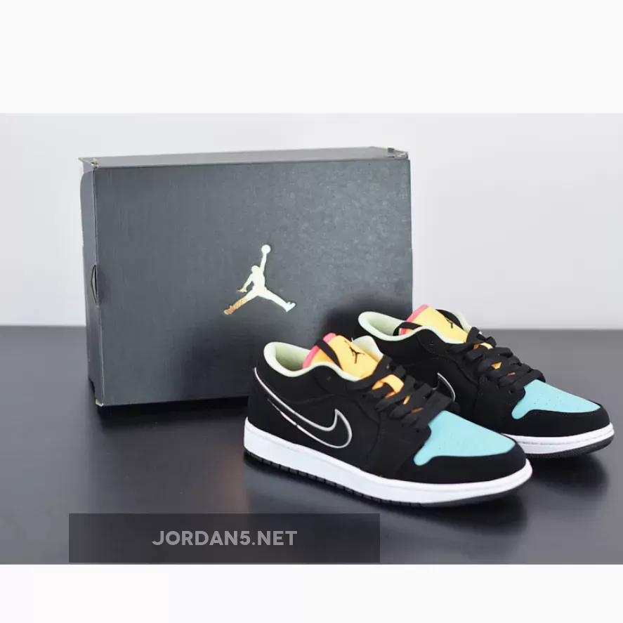 Air Jordan 1 Low Se Black/Aurora Green/Laser Orange AJ1 - jordan 1 low aurora green
