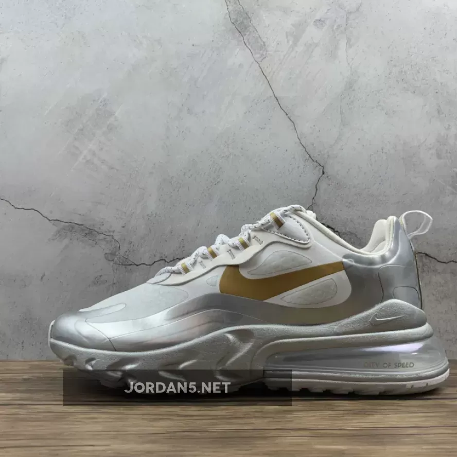 Nike Air Max 270 React 'City of Speed' White Silver CQ4597-110 #air max 270 white metallic silver