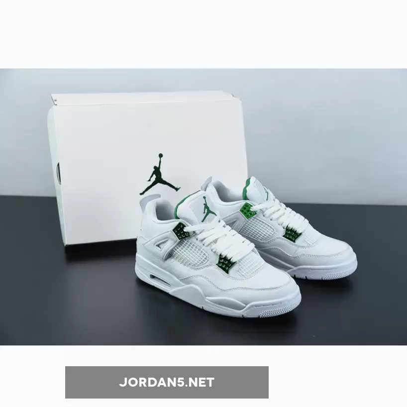Air Jordan 4 'Green Metallic' White/Pine Green-Metallic Silver jordans green and white