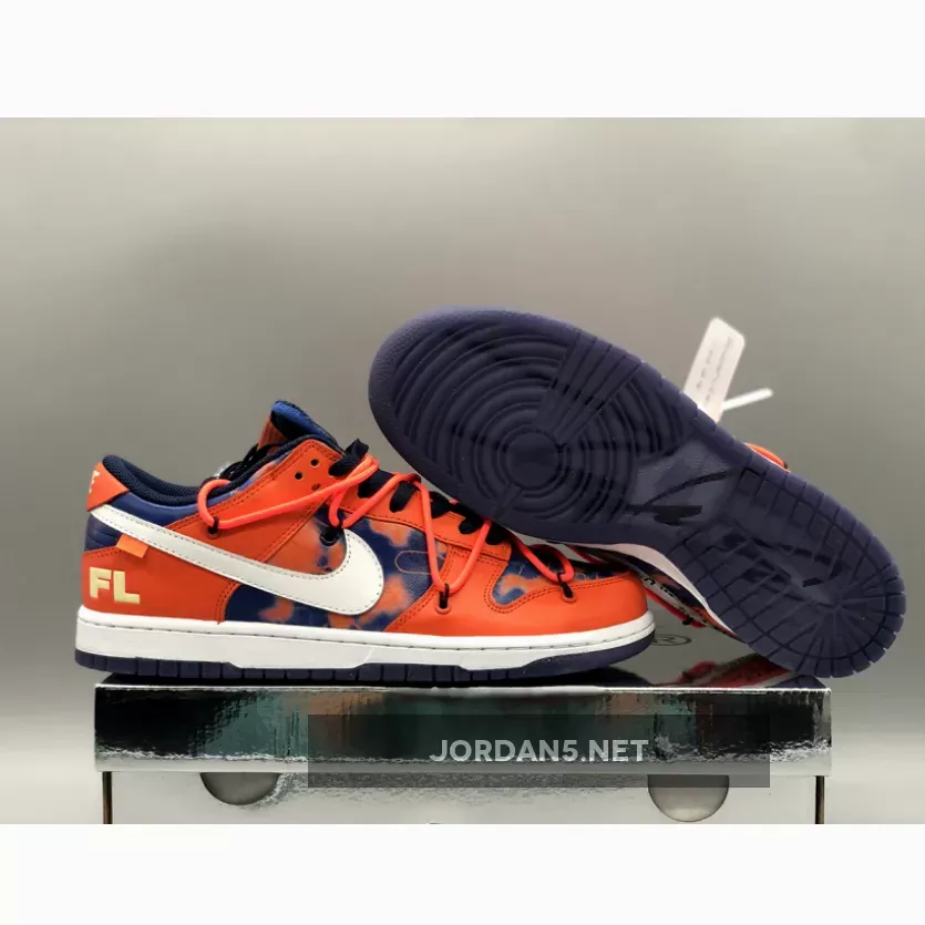 Off-White x Futura x Nike SB Dunk Low Fluro Orange/Blue | blue offwhite