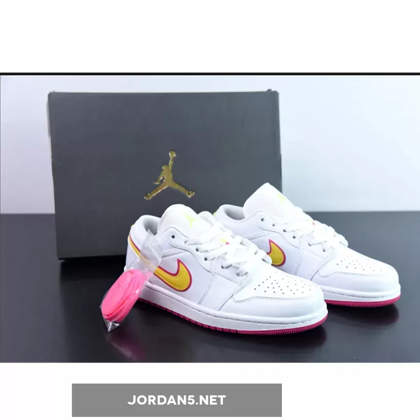 Air Jordan 1 Low GS Edge Glow White/Pink-Orange CV4610-100 jordan 1 yellow pink