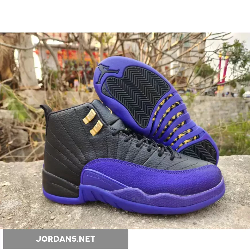 Air Jordan 12 Black/Taxi/Field Purple CT8013-057 - blue and purple jordans