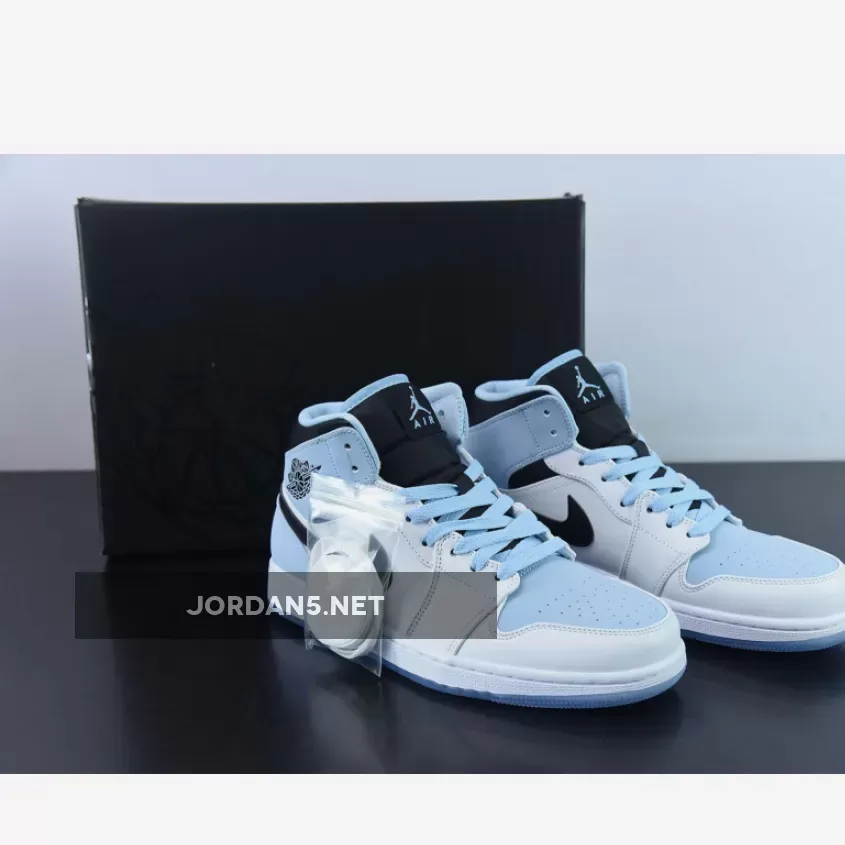 Air Jordan 1 Mid White/Ice Blue-Black DV1308-104 / 555112-401