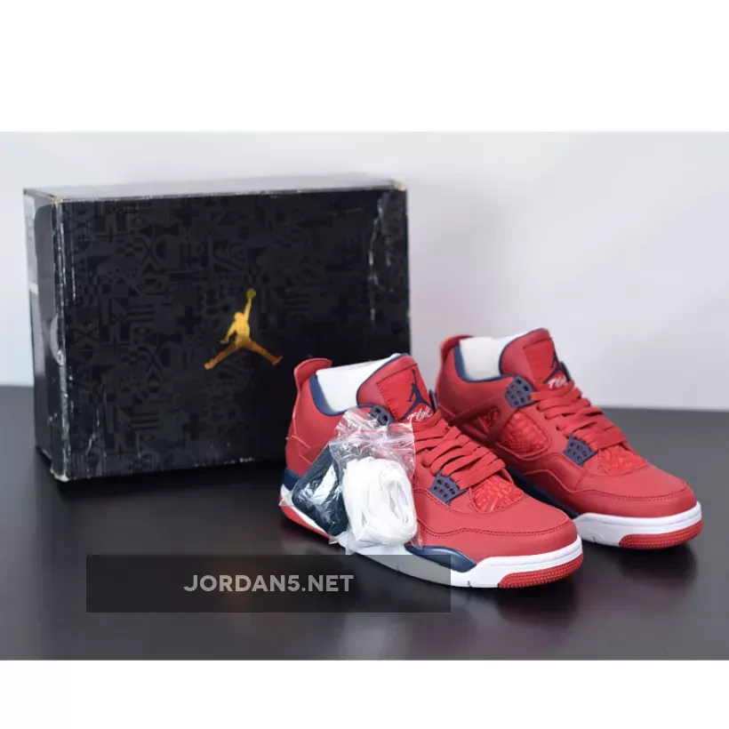Air Jordan 4 SE 'FIBA' Gym Red/White-Metallic Gold-Obsidian #air jordan 4 retro gym red/obsidian-white-metallic gold