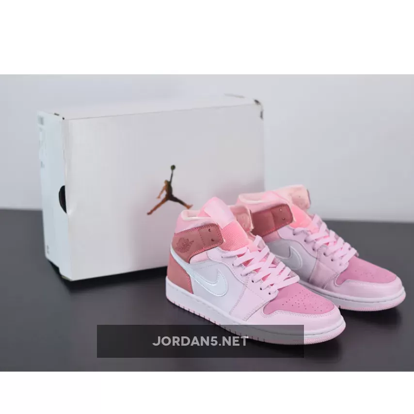 Jordan 1 Mid Shades of Summer Pink CW5379-600 pink jordan's 1