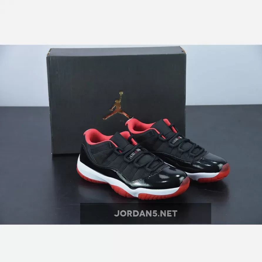 Air Jordan 11 Low 'Bred' Black/Varsity Red-White - Jordan Retro 11 Low White/university Red/true Red