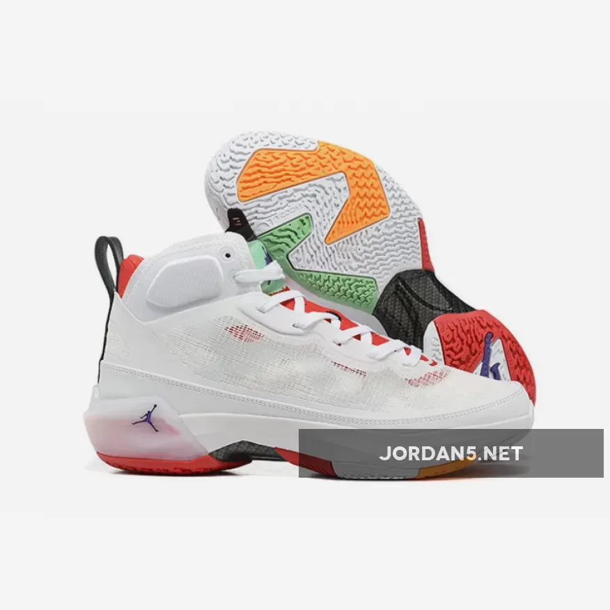 Air Jordan 37 'Hare' White/True Red-Light Silver-Black-Citrus - jordan 37 hare