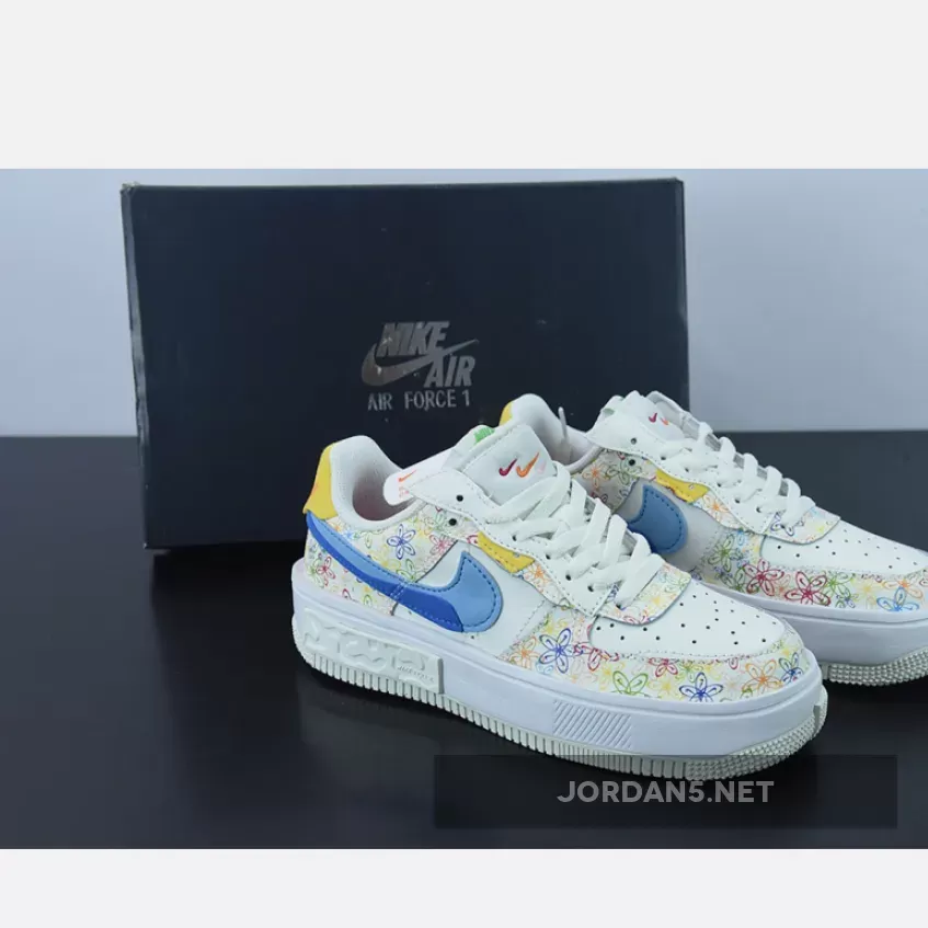 Nike Air Force 1 Fontanka 'Flowers' Sail/University Blue/Vivid Sulfur - nike shoe with flowers