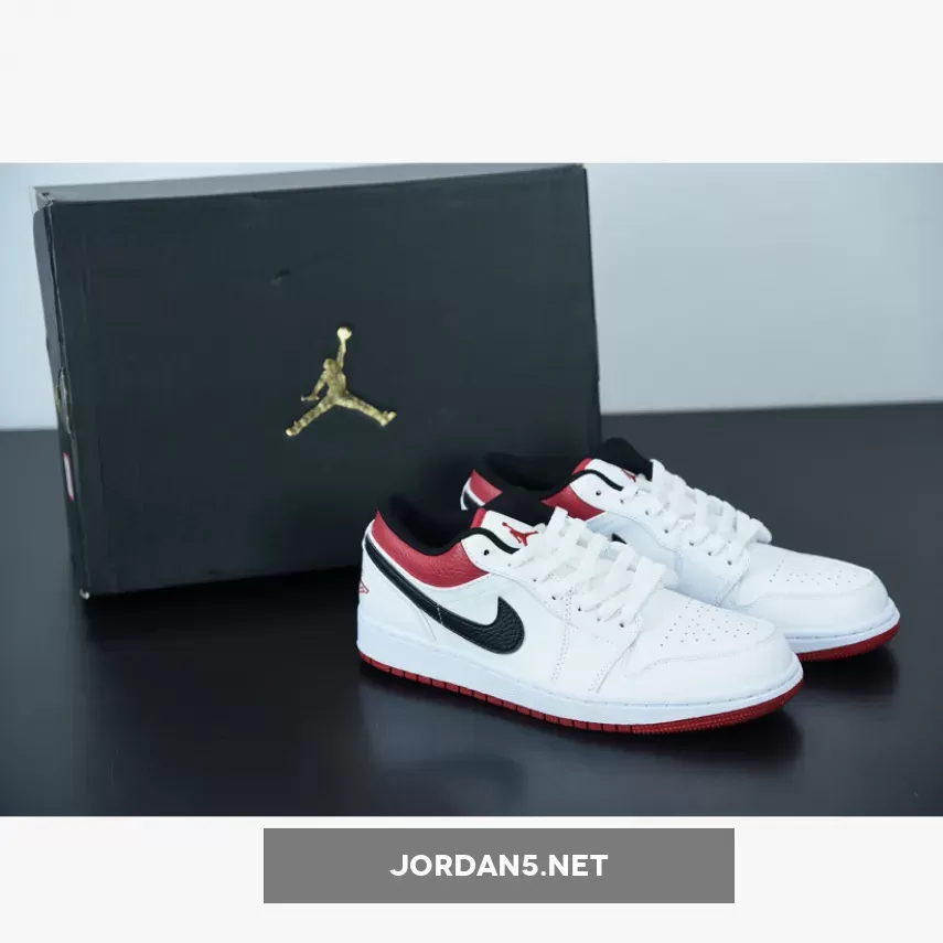 Jordan 1 Low GS White Gym Red For Womens 553560-118 white and red jordans