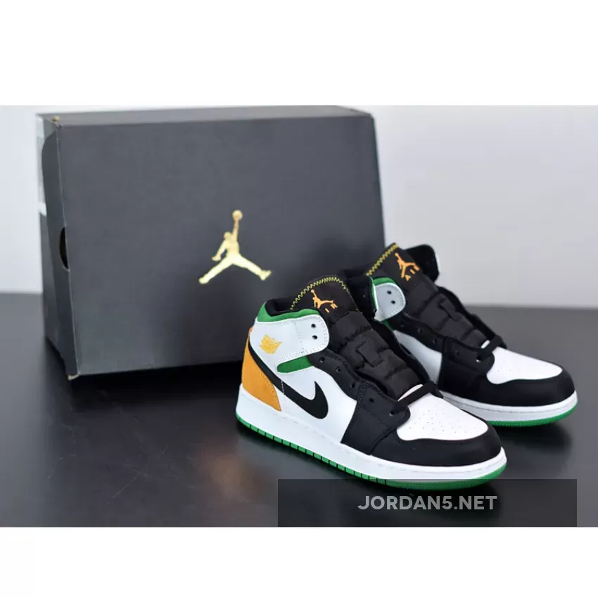 Air Jordan 1 Mid SE White/Laser Orange-Black-Lucky Green orange and green jordans
