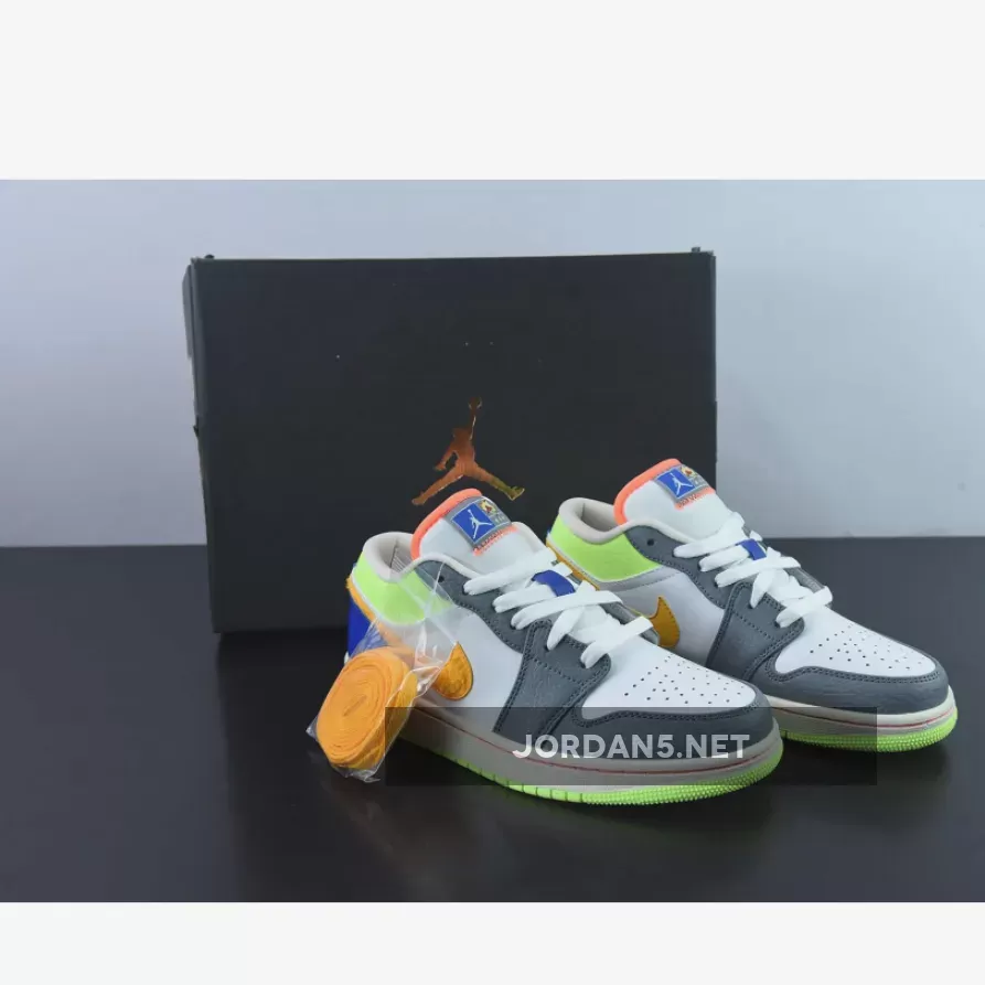 Air Jordan 1 Low 'Hoops' White/Coconut Milk-Green-Orange FB1835-181 - jordan hoops low