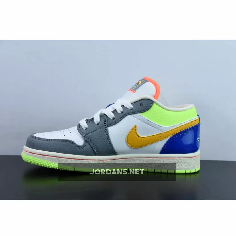 Air Jordan 1 Low 'Hoops' White/Coconut Milk-Green-Orange FB1835-181 - jordan hoops low