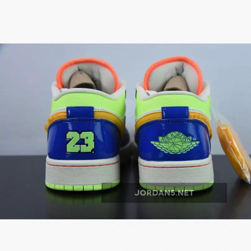 Air Jordan 1 Low 'Hoops' White/Coconut Milk-Green-Orange FB1835-181 - jordan hoops low