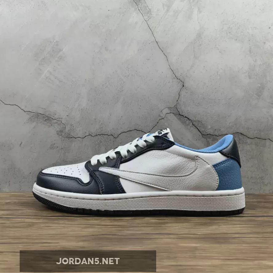 Travis Scott x Air Jordan 1 Low 'UNC' White Navy Blue - navy jordan 1 lows