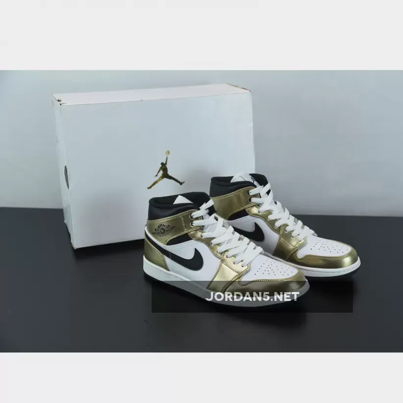 Air Jordan 1 Mid Se Metallic Gold/Black/White/Black AJ1 #jordan 1 blue and gold