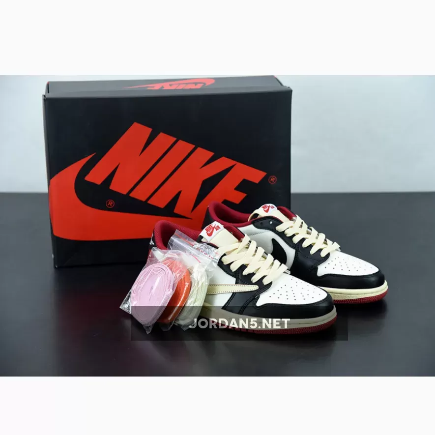Travis Scott x Fragment x Air Jordan 1 Low OG White Red Black - travis scott jordan 1 black and white