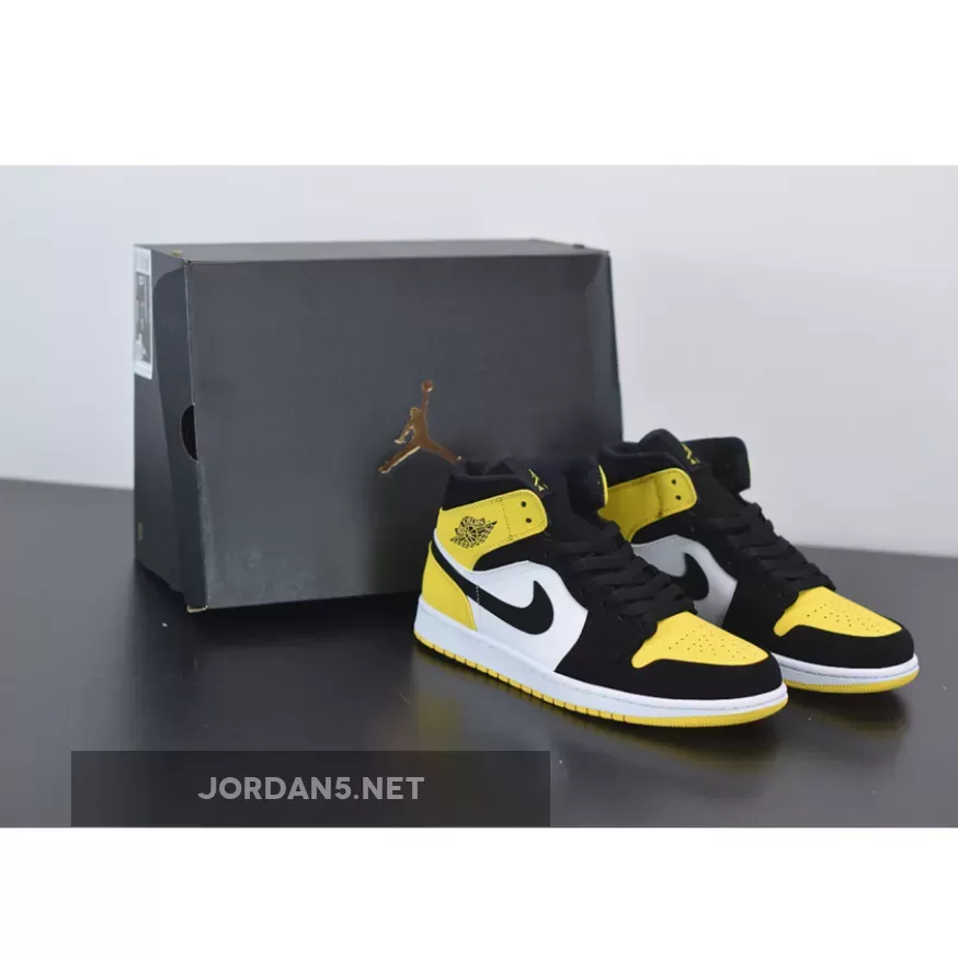 Jordan 1 Mid Yellow Toe Footasylum Exclusive 852542-071 yellow and black mid jordan 1