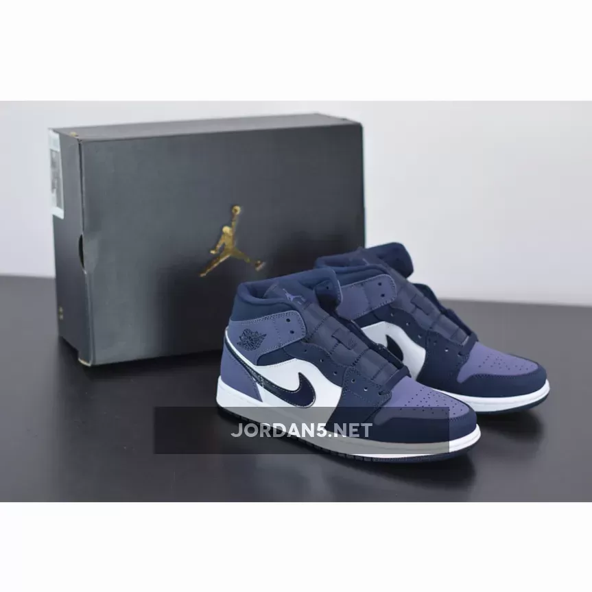 Air Jordan 1 Mid 'Sanded Purple' Obsidian/Sanded Purple/White 554724-445 AJ1 - air jordan 1 obsidian sanded purple