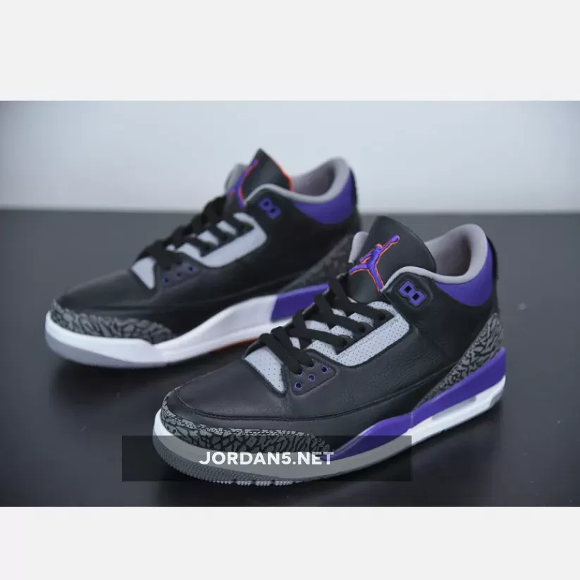 Air Jordan 3 Black/Cement Grey-White-Court Purple air jordan 3 purple ...