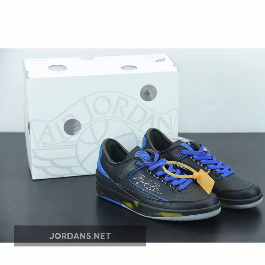Off-White x Air Jordan 2 Low Black Royal Blue - jordan air force 2