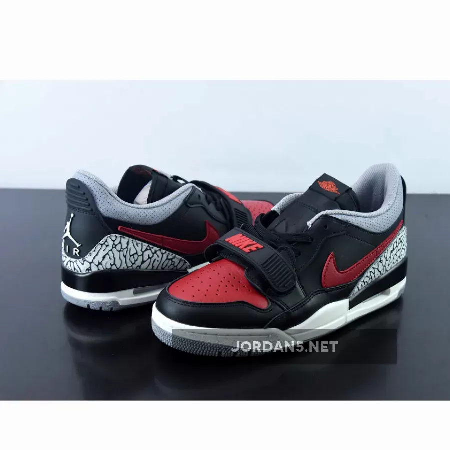 Jordan Legacy 312 Low 'Bred Cement' Black/University Red #jordan legacy 312 low bred