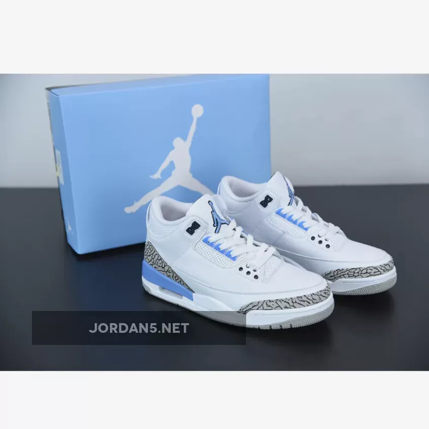 Air Jordan 3 Retro 'UNC' Unisex CT8532-104 White/Valor Blue-Tech Gray AJ3 / unc jordan 3