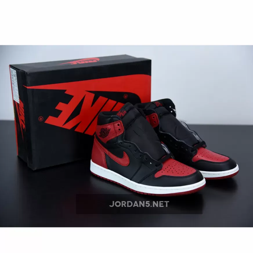 Air Jordan 1 Retro High OG 'Bred' Black/Varsity Red-White 555088-001 ban jordan 1