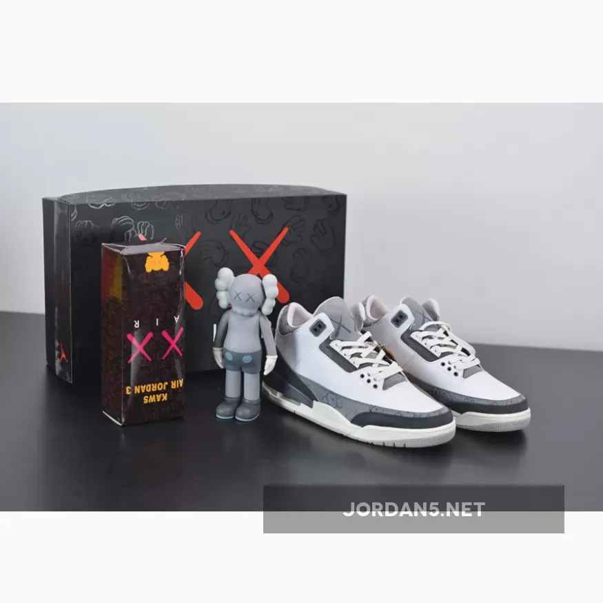 Bespoke IND x KAWS x Air Jordan 3 White Grey / kaws 3