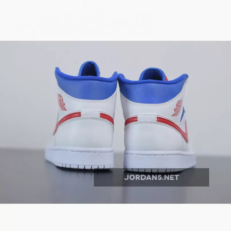 Air Jordan 1 Mid White/University Red-Game Royal BQ6472-164 #air jordan mid university red