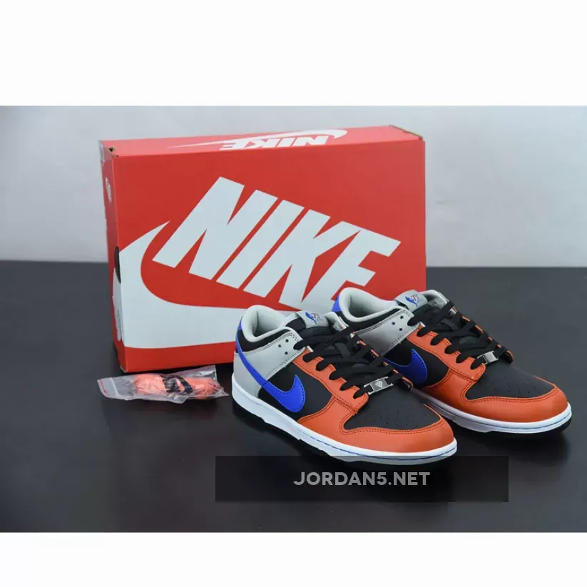 Knicks Nike Dunks / NBA x Nike Dunk Low '75th Anniversary' Black/Racer Blue/Grey Fog/Orange DD3363-002