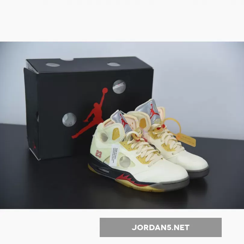 Off White X Air Jordan 5 Retro 'Sail' DH8565-100 - air jordan 5 off-white