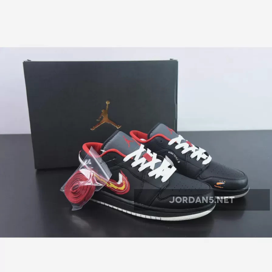 Born To Fly Jordan 1 - Air Jordan 1 Low 'Born To Fly' Black/White-Fitness Red FJ7073-010