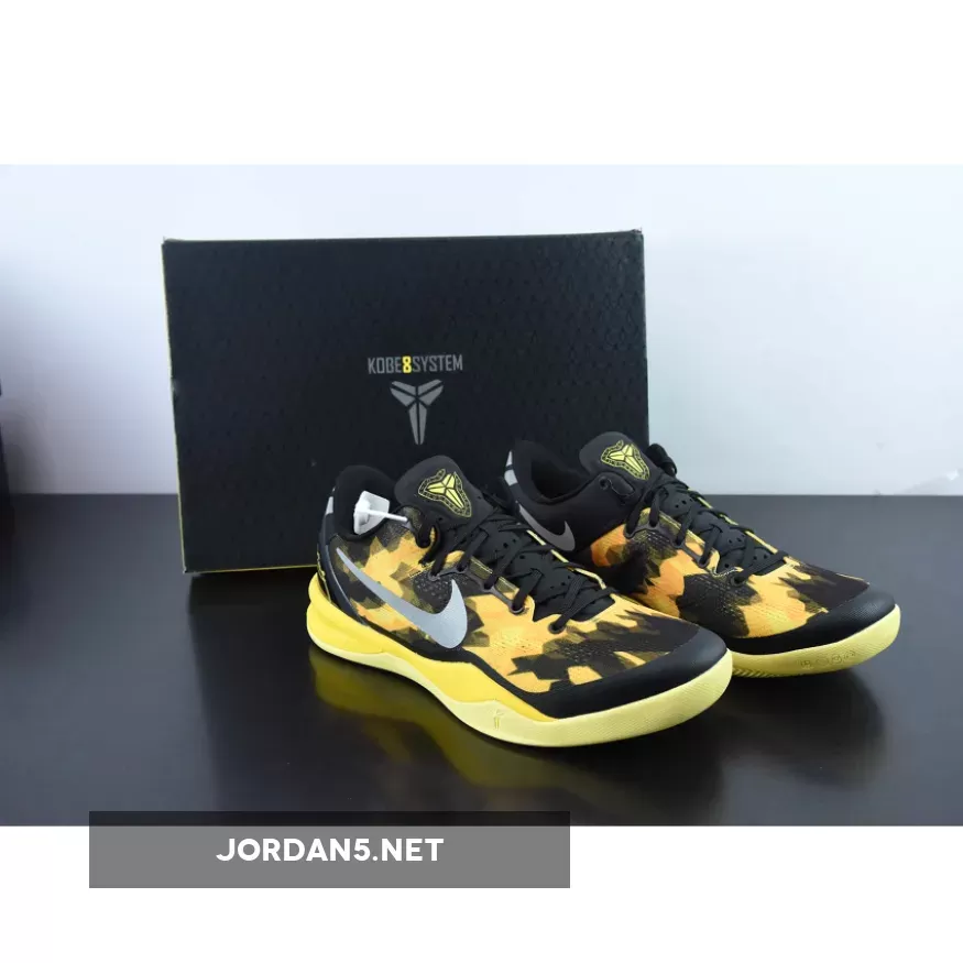 Nike Kobe 8 System Black/Strata Gray-Vivid Sulphur-Electric Yellow - kobe 8 black and yellow
