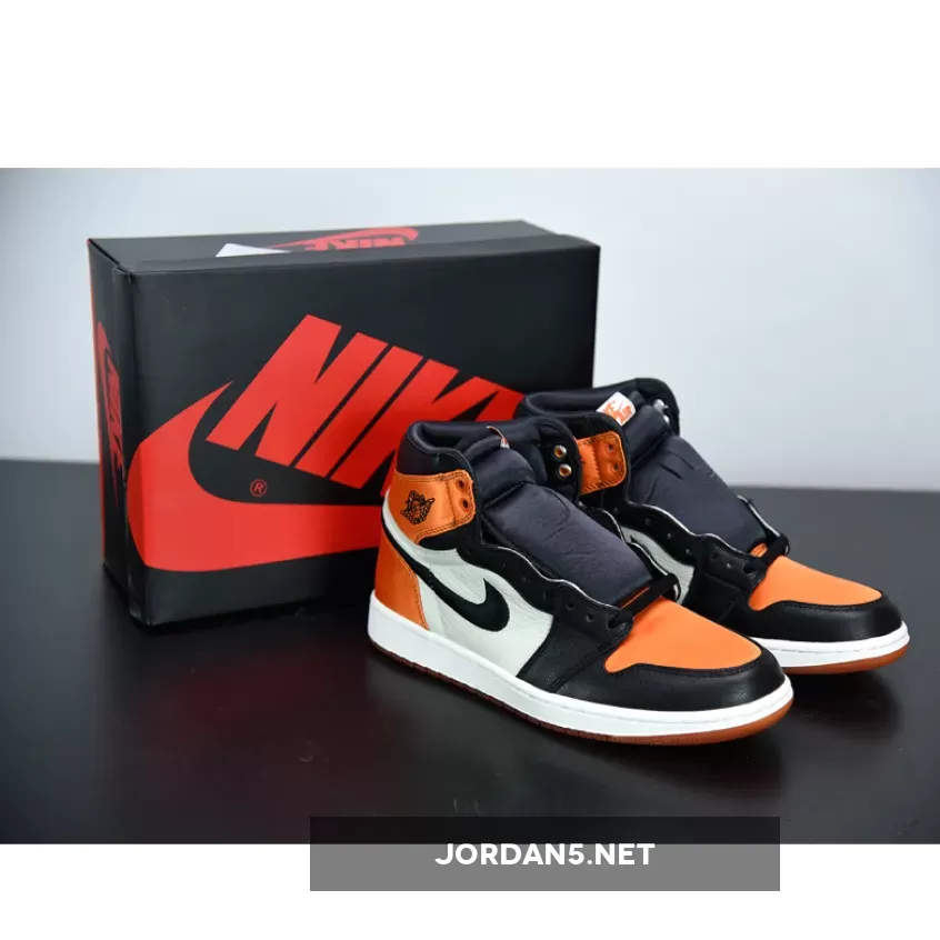 Air Jordan 1 Retro High Satin 'Shattered Backboard' Black/Starfish-Sail #black white starfish jordan 1