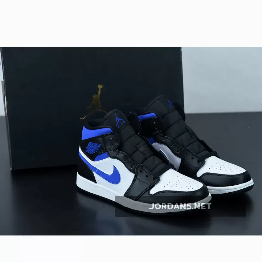 Air Jordan 1 Mid White/Black-Racer Blue 554724-140 - air jordan 1 racer blue mid